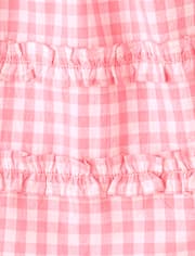 Girls Mommy And Me Gingham Poplin Smocked Ruffle Dress