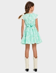 Girls Print Ruffle Dress