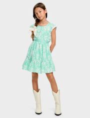 Girls Print Ruffle Dress