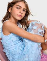 Fille 3D Papillon Maillage Robe évasée
