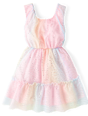 Fille arc-en-ciel chatoiement Maillage Ruffle Robes