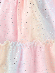 Fille arc-en-ciel chatoiement Maillage Ruffle Robes