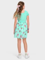 Girls Floral Smocked Fit And Flare Dress