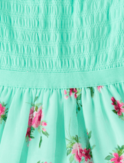 Girls Floral Smocked Fit And Flare Dress