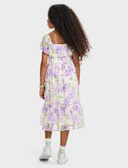 Girls Mommy And Me Floral Chiffon Tiered Dress