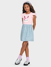 Girls Bunny Fit And Flare Dress