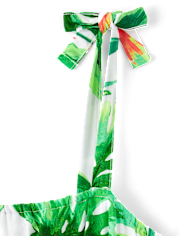 Womens Matching Family Tropical Maxi Tie Shoulder Dress