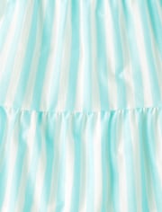 Girls Striped Tiered Dress