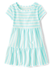 Girls Striped Tiered Dress