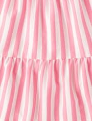 Girls Striped Tiered Dress