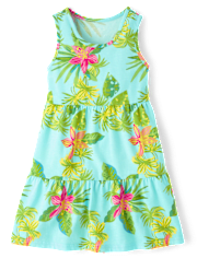 Girls Tropical Tiered Dress