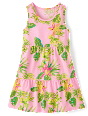 Girls Tropical Tiered Dress