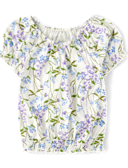Girls Floral Smocked Top