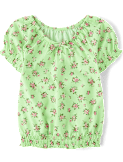 Girls Floral Smocked Top