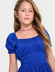 Girls Mommy And Me Bow Back Ruffle Dress