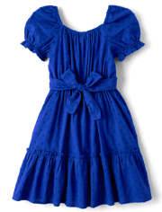 Girls Mommy And Me Bow Back Ruffle Dress