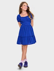 Girls Mommy And Me Bow Back Ruffle Dress