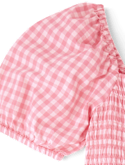 Womens Mommy And Me Gingham Poplin Smocked Tiered Dress