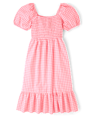 Womens Mommy And Me Gingham Poplin Smocked Tiered Dress