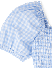 Robe à volants en popeline vichy à carreaux pour femme et fille