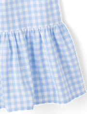 Robe à volants en popeline vichy à carreaux pour femme et fille