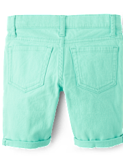 Girls Roll Cuff Twill Skimmer Shorts