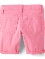 Girls Roll Cuff Twill Skimmer Shorts