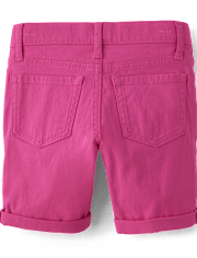 Girls Roll Cuff Twill Skimmer Shorts