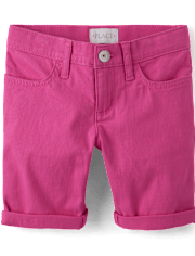 Girls Roll Cuff Twill Skimmer Shorts