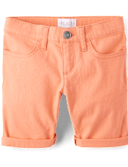 Girls Roll Cuff Twill Skimmer Shorts