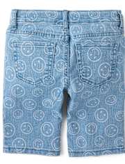 Short en jean Happy Face pour fille