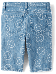 Girls Happy Face Denim Skimmer Shorts