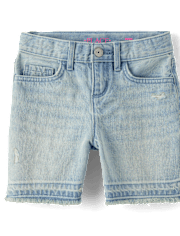 Girls Denim Midi Shorts