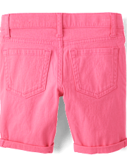 Girls Roll Cuff Twill Skimmer Shorts 4-Pack