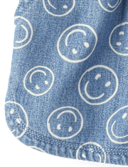 Short en chambray à enfiler pour filles avec visage souriant