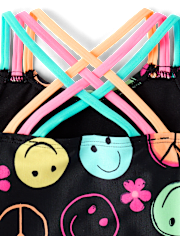 Baby And Toddler Girls Rainbow Happy Face Tankini Swimsuit