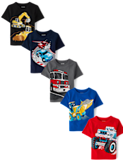 Baby And Toddler Boys Vehicle Graphic Tee 5-Pack