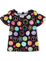 Girls Print Flutter Top
