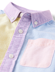Baby And Toddler Boys Colorblock Oxford Button Up Shirt