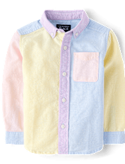 Baby And Toddler Boys Colorblock Oxford Button Up Shirt