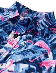 Baby And Toddler Boys Tropical Flamingo Poplin Button Up Shirt