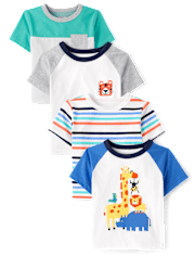 Baby And Toddler Boys Animal Top 4-Pack