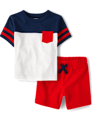 Baby And Toddler Boys Colorblock 2-Piece Outfit Set
