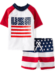 Baby And Toddler Boys USA Rashguard Swimsuit