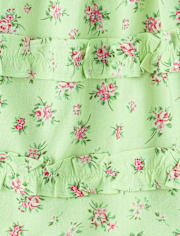 Girls Floral Smocked Ruffle Dress