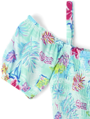 Womens Matching Family Tropical Midi Off Shoulder Dress