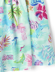 Womens Matching Family Tropical Midi Off Shoulder Dress