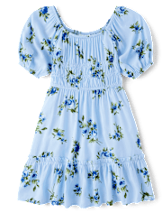Girls Mommy And Me Floral Smocked Ruffle Dress