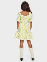 Girls Mommy And Me Floral Smocked Ruffle Dress
