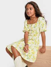 Girls Mommy And Me Floral Smocked Ruffle Dress